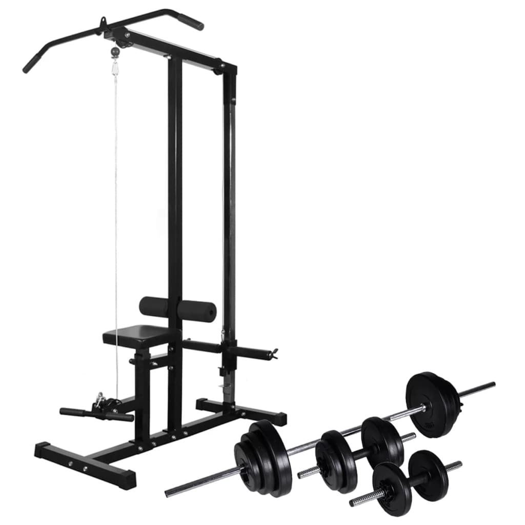 Power Tower with Barbell and Dumbbell Set 30.5 kg