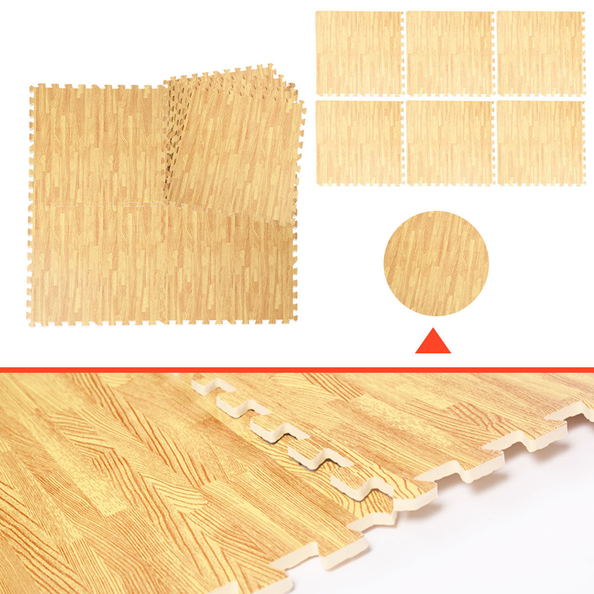 12 Tiles EVA Fitness Home Yoga Gym Interlocking Floor Puzzle Mat Wood