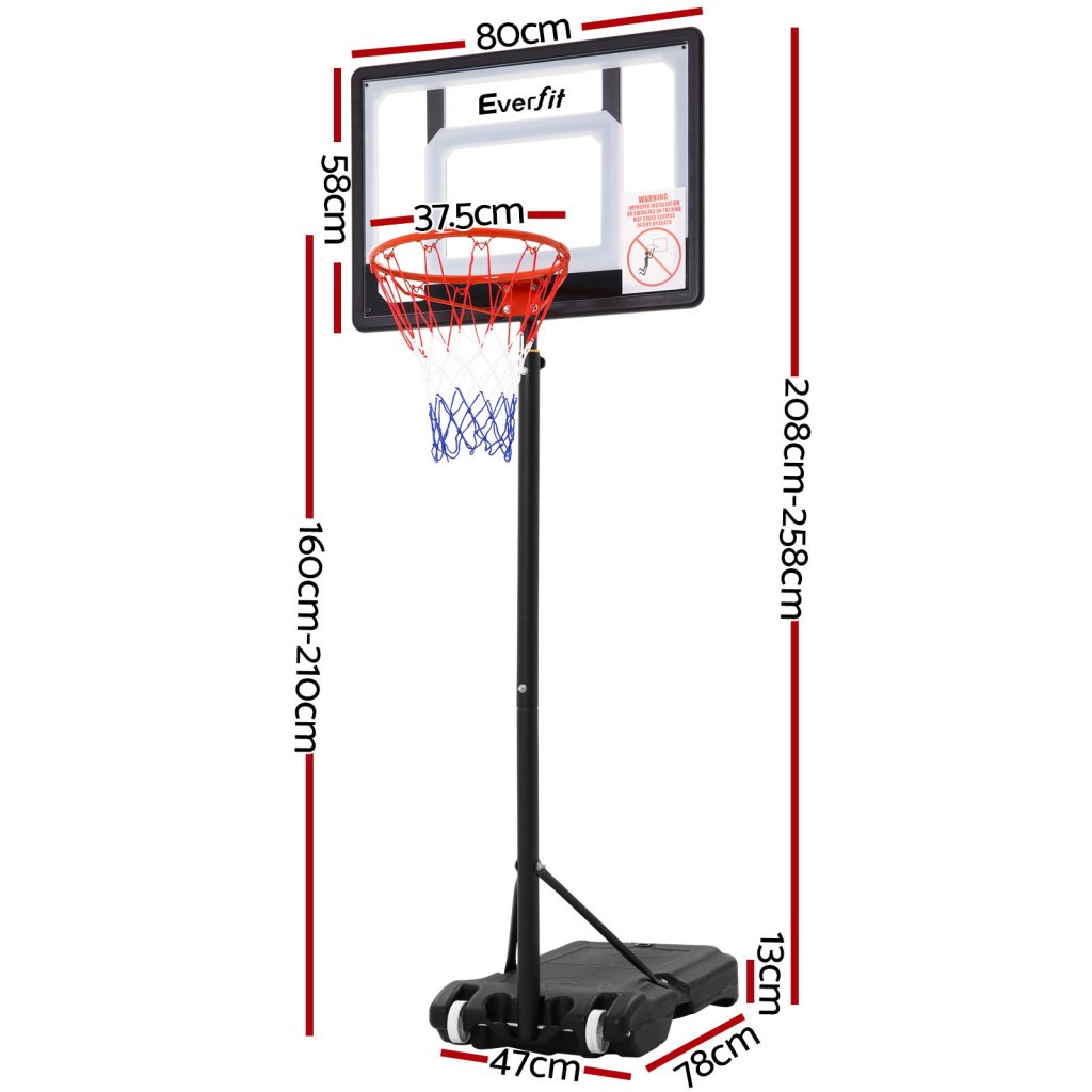 Everfit Adjustable Portable Basketball Stand Hoop System Rim - Treadmill