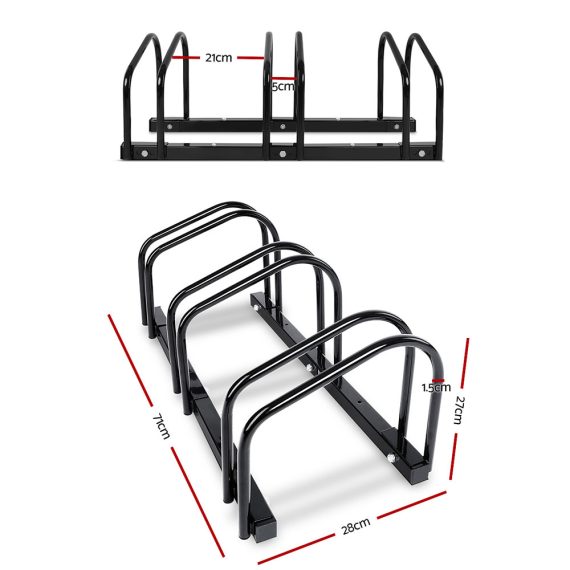 Weisshorn Stand Floor Bicycle Storage – Black, 3 Bike