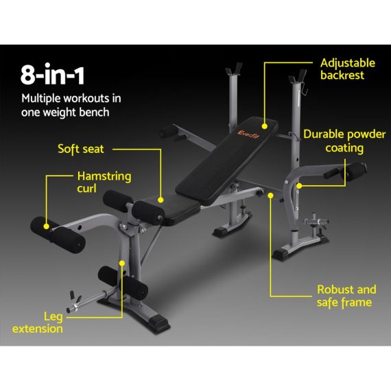 Everfit Weight Bench Adjustable Bench Press 8-In-1 Gym Equipment