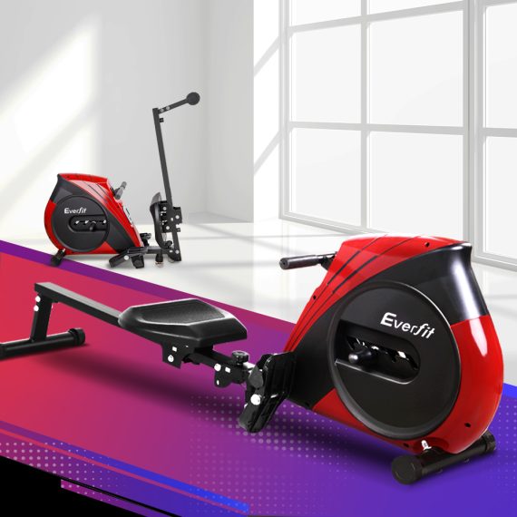 Everfit 4 Level Rowing Exercise Machine – Red and Black