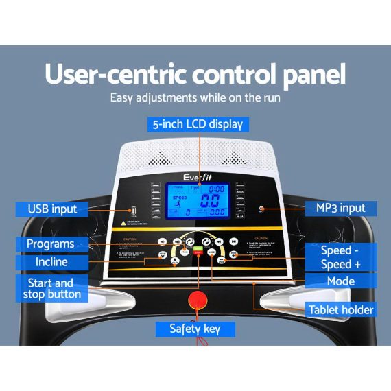 Electric Treadmill 480mm 18kmh 3.5Auto Incline Home Gym Run Exercise Machine Fitness Dumbbell Massager Sit Up Bar