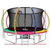 Everfit Trampoline Round Trampolines With Basketball Hoop Kids Present Gift Enclosure Safety Net Pad Outdoor – MULTICOLOUR, 12ft