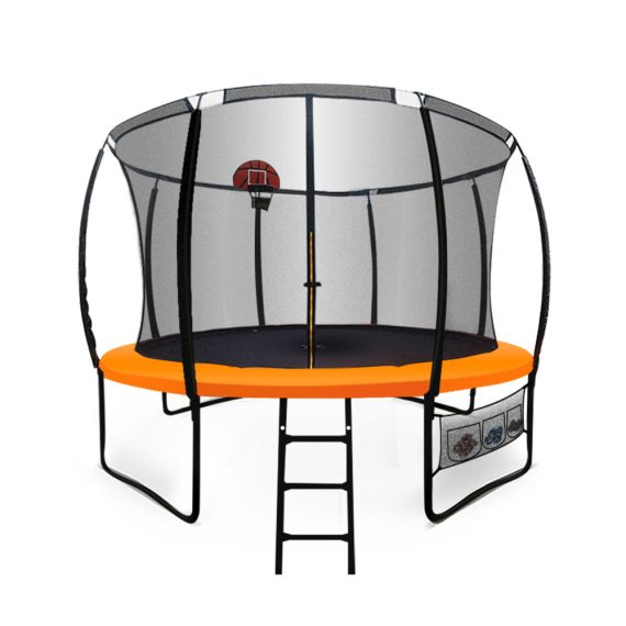 Up-Shot Round Trampoline Basketball Set Safety Net Spring Pad Ladder – 10ft