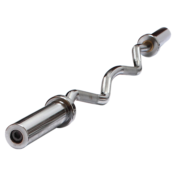 Chrome Olympic Curl Bar Barbell Heavy Duty EZ with Spring Collars
