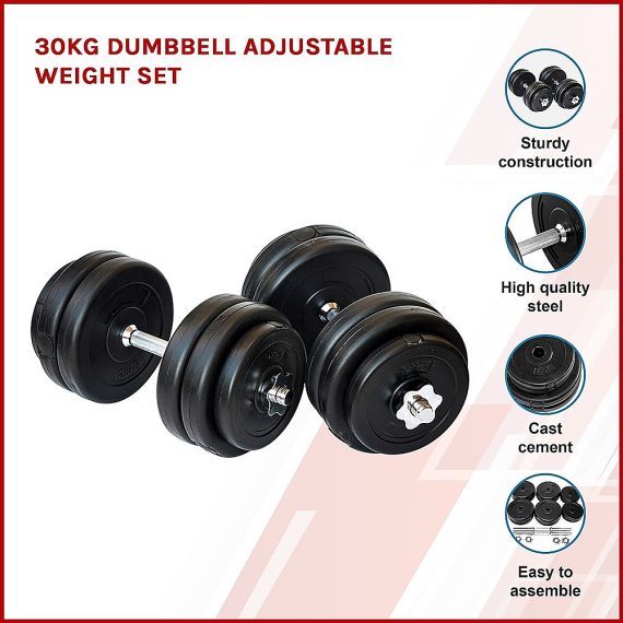 30KG Dumbbell Adjustable Weight Set
