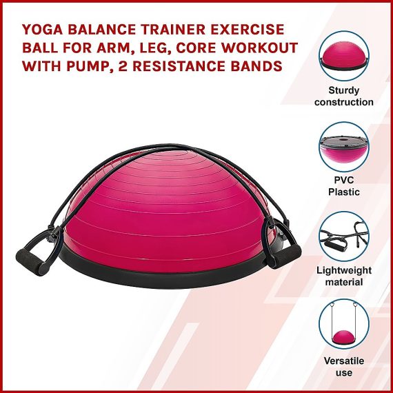 Yoga Balance Trainer Exercise Ball for Arm Leg Core Workout with Pump 2 Resistance Bands