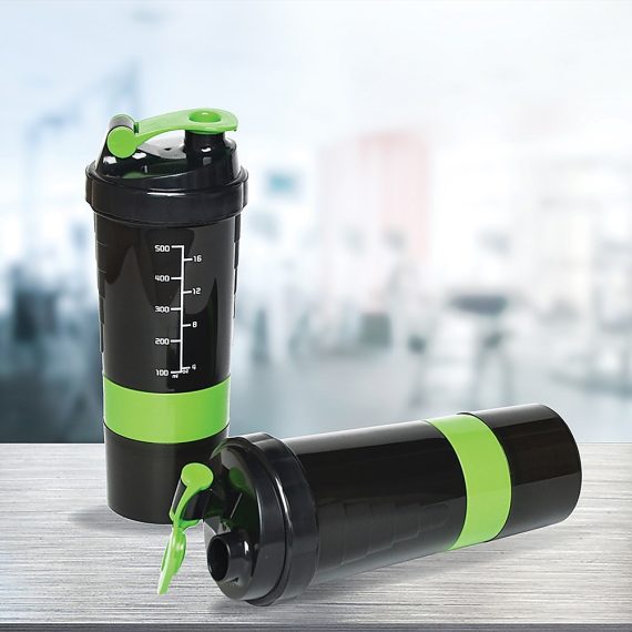 2x Protein Gym Shaker Premium 3 in 1 Smart Style Blender Mixer Cup Bottle Spider