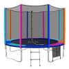 Trampoline Round Trampolines Kids Safety Net Enclosure Pad Outdoor Gift Multi-coloured – 12ft