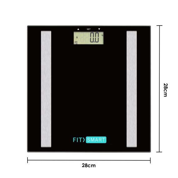 FitSmart Electronic Body Fat Scale Black 7 in 1 Body Analyser LCD Glass Tracker