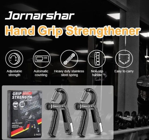 2 Pack Adjustable Hand Grip Strengthener for Hand Grip Strength and Wrist Rehabilitation (Resistance 5-60 kg)