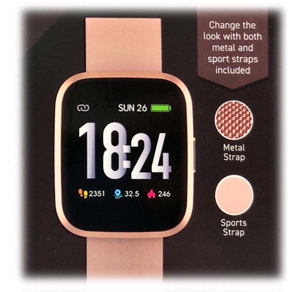 DGTEC 1.4″ IPS Rose Gold Smart Fitness Watch with Wireless Earbuds Bundle