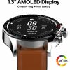 New AMOLED Touch Display Sport Smart Watch 44mm 1.3″ HitFit Brown IP68