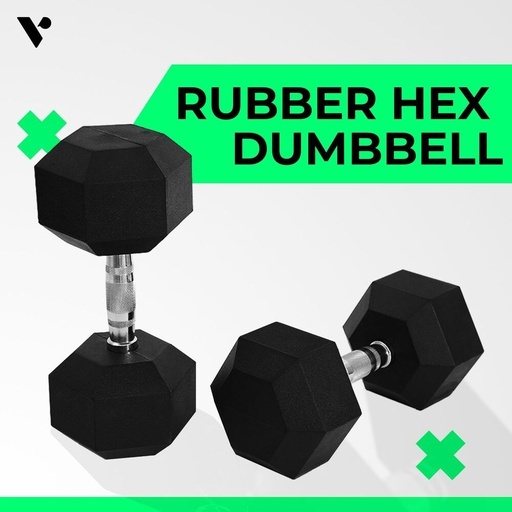 Rubber Hex Dumbbells 10kg x 2