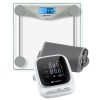 Digital Body Weight Bathroom Scale – Silver & Smart Blood Pressure Monitor – White Bundle