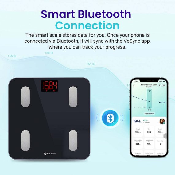 Smart WiFi Scale for Body Weight – Black