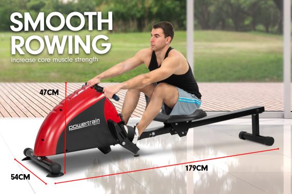 Powertrain Foldable Rowing Machine Magnetic Resistance RW-H02 – Red