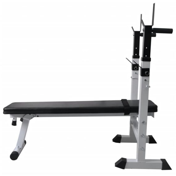 Workout Bench with Weight Rack Barbell and Dumbbell Set