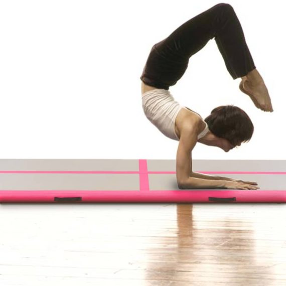 Inflatable Gymnastics Mat with Pump PVC – 400x100x10 cm, Pink