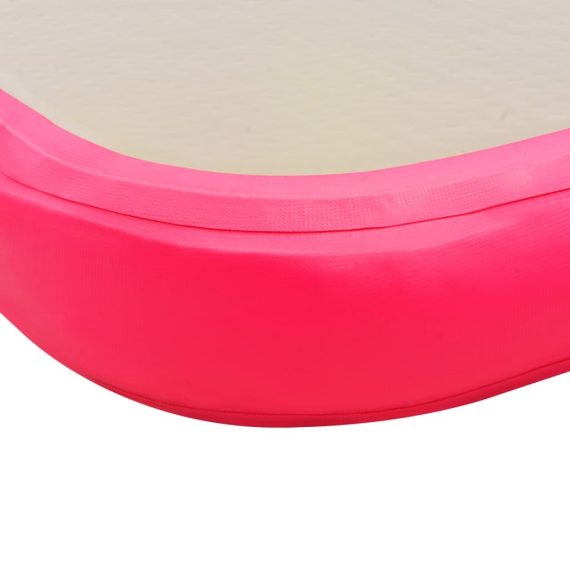Inflatable Gymnastics Mat with Pump PVC – 400x100x10 cm, Pink