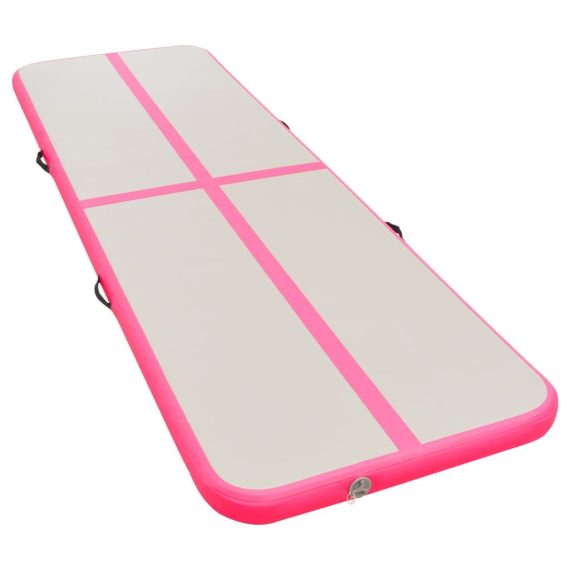 Inflatable Gymnastics Mat with Pump PVC – 400x100x10 cm, Pink