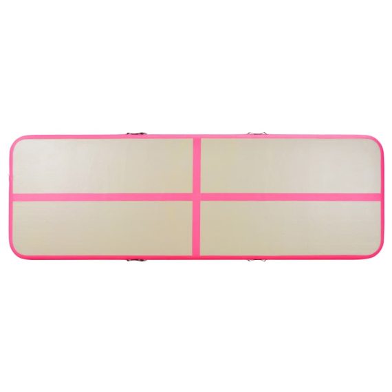 Inflatable Gymnastics Mat with Pump PVC – 400x100x10 cm, Pink