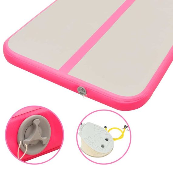 Inflatable Gymnastics Mat with Pump PVC – 400x100x10 cm, Pink