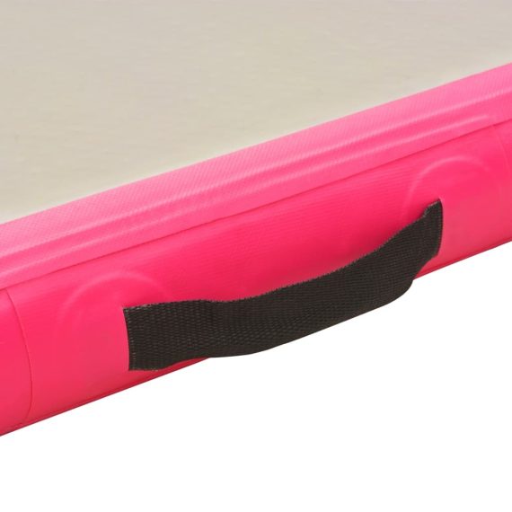 Inflatable Gymnastics Mat with Pump PVC – 400x100x10 cm, Pink