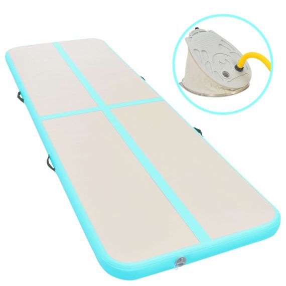 Inflatable Gymnastics Mat with Pump PVC – 600x100x10 cm, Green