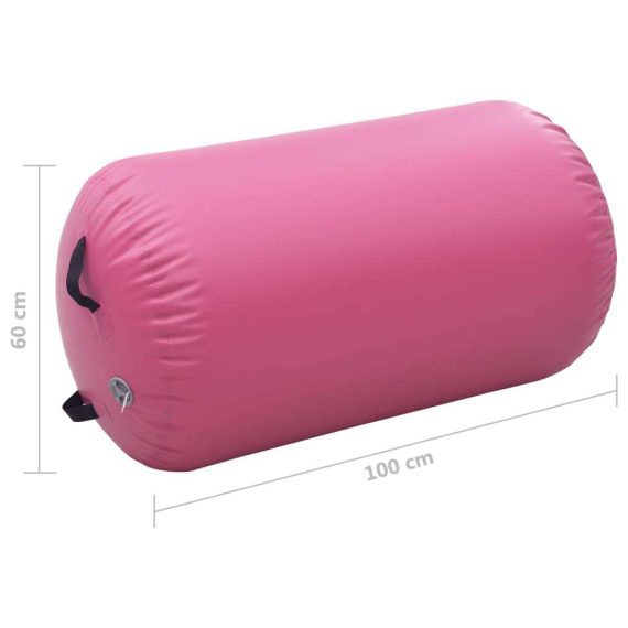 Inflatable Gymnastic Roll with Pump PVC – 100×60 cm, Pink