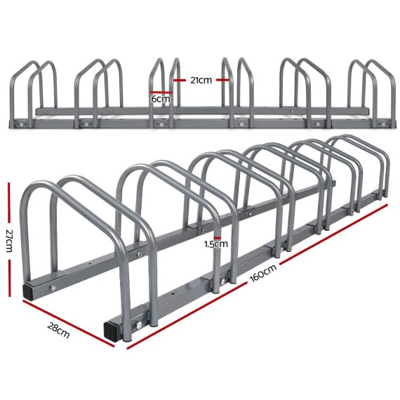 Stand Floor Bicycle Storage – Silver, 6 Bike