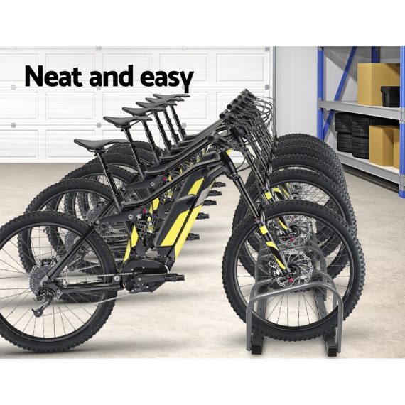Stand Floor Bicycle Storage – Silver, 6 Bike