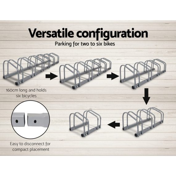 Stand Floor Bicycle Storage – Silver, 6 Bike