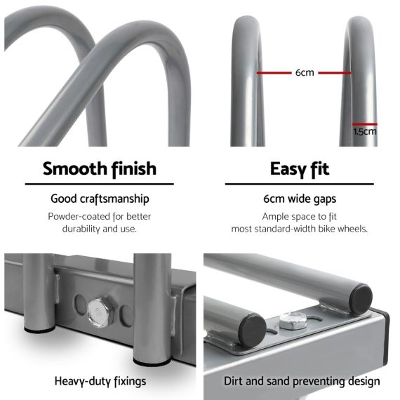 Stand Floor Bicycle Storage – Silver, 6 Bike