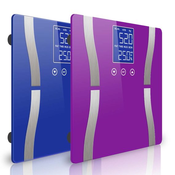 2X Digital Body Fat Scale Bathroom Scale Weight Gym Glass Water LCD – Blue and Purple