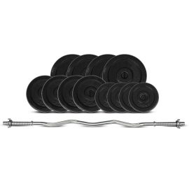 CORTEX 40kg Cast Iron Curl Bar Weight Set (Standard)