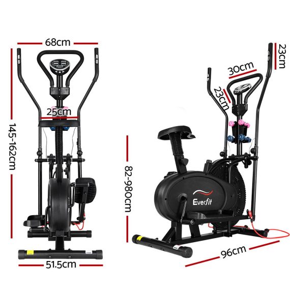 Elliptical Cross Trainer Exercise Bike Bicycle Home Gym Fitness Machine Running Walking – 6 in 1