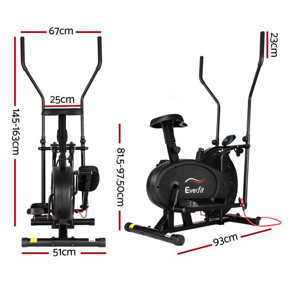 Elliptical Cross Trainer Exercise Bike Bicycle Home Gym Fitness Machine Running Walking – 4 in 1