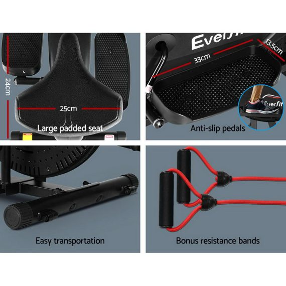 Elliptical Cross Trainer Exercise Bike Bicycle Home Gym Fitness Machine Running Walking – 4 in 1