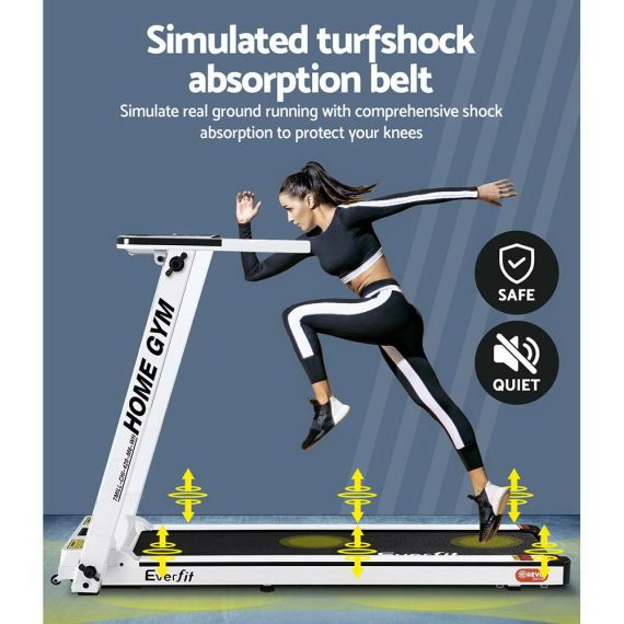 Electric Treadmill Home Gym Exercise Running Machine Fitness Equipment Compact Fully Foldable 420mm Belt – White