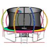 Trampoline Round Trampolines With Basketball Hoop Kids Present Gift Enclosure Safety Net Pad Outdoor – MULTICOLOUR, 12ft