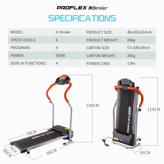 PROFLEX Electric Mini Walking Treadmill Compact Fitness Machine Exercise Equipment.