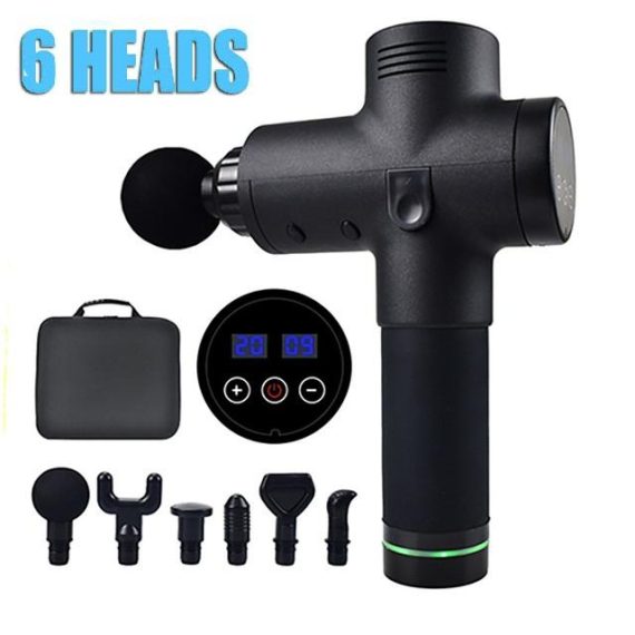 POWERFUL 6 Heads LCD Massage Gun Percussion Vibration Muscle Therapy Deep Tissue – Carbon