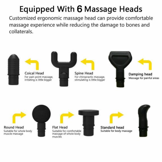 POWERFUL 6 Heads LCD Massage Gun Percussion Vibration Muscle Therapy Deep Tissue – Carbon