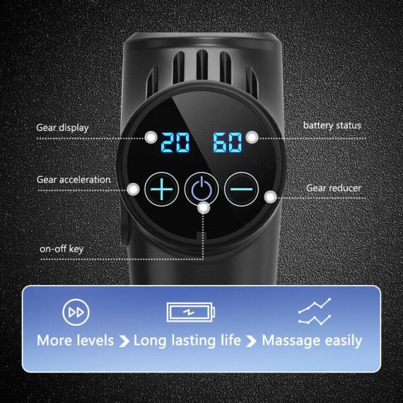 POWERFUL 6 Heads LCD Massage Gun Percussion Vibration Muscle Therapy Deep Tissue – Carbon