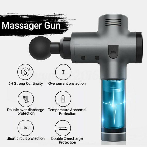 POWERFUL 6 Heads LCD Massage Gun Percussion Vibration Muscle Therapy Deep Tissue – Carbon