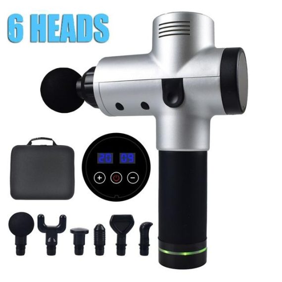 POWERFUL 6 Heads LCD Massage Gun Percussion Vibration Muscle Therapy Deep Tissue – Carbon