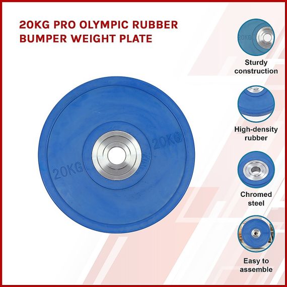 PRO Olympic Rubber Bumper Weight Plate – 20 KG
