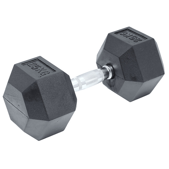 Commercial Rubber Hex Dumbbell Gym Weight – 25 KG